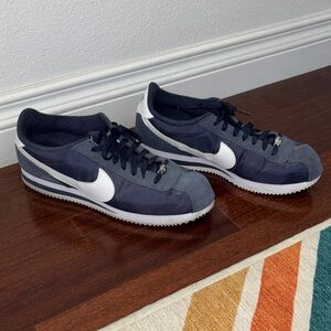 Nike Navy and White Classic Cortez Sneakers